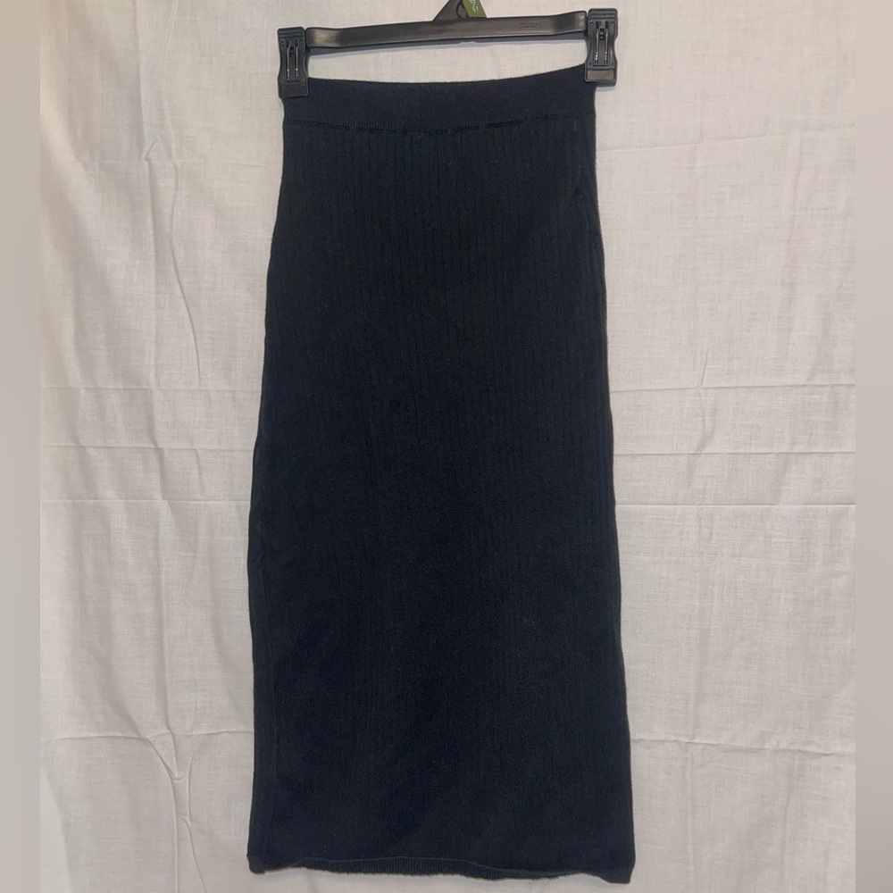 Free People Ribbed Midi Skirt Black XS